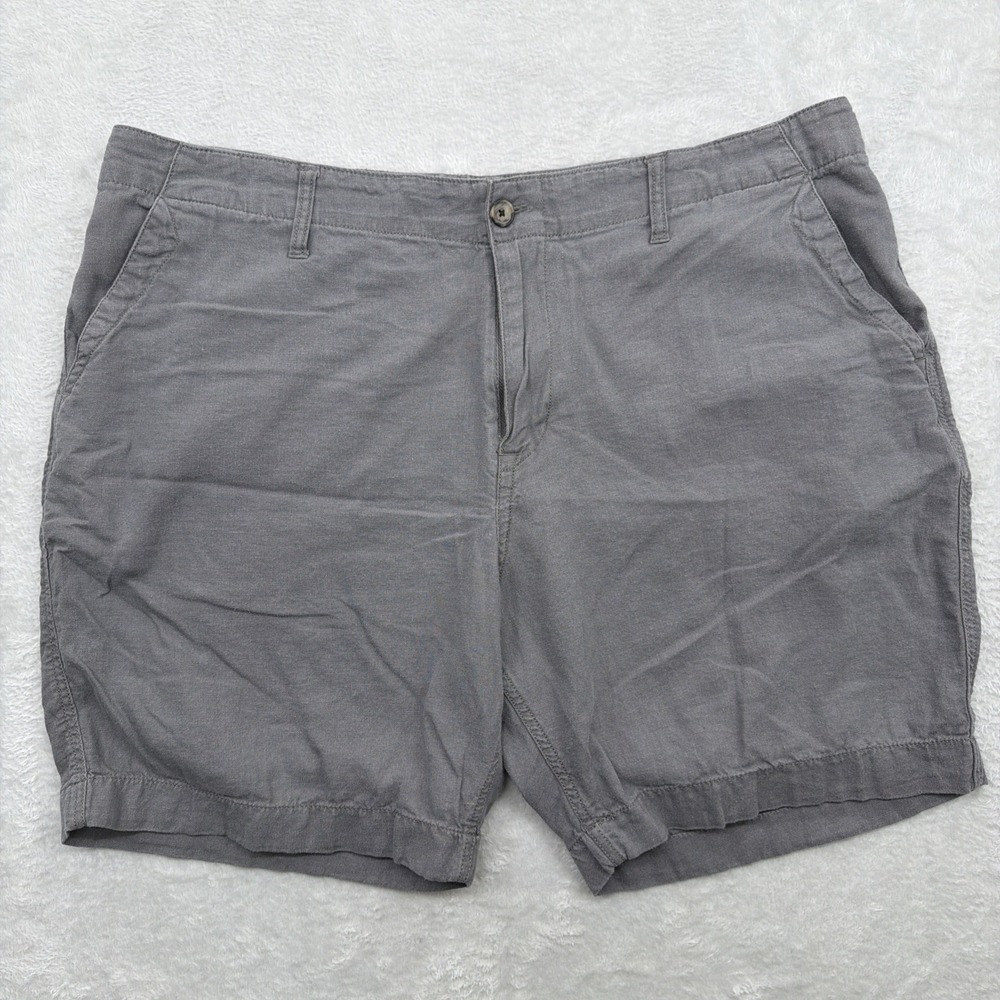 Lucky Brand Men's Gray 40 Linen Blend Chino Shorts Button Pockets Solid Casual